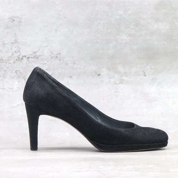 Stuart Weitzman Black Goosebump Textured Leather Womens 8M US‎ Round Toe Pumps - Picture 1 of 15